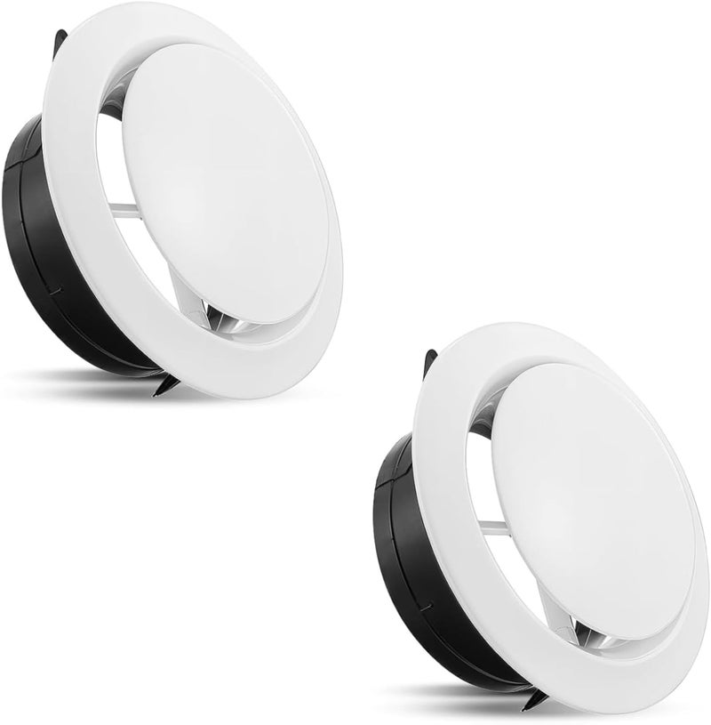 Frdhee 2PCS 6in Round Soffit Vents, White ABS Round Exhaust Air Vent Cover for Exhaust Fan, Inline Duct Fan, Dryer Vent, HVAC Ventilation, Attic & Home Venting (6in) - Image 1